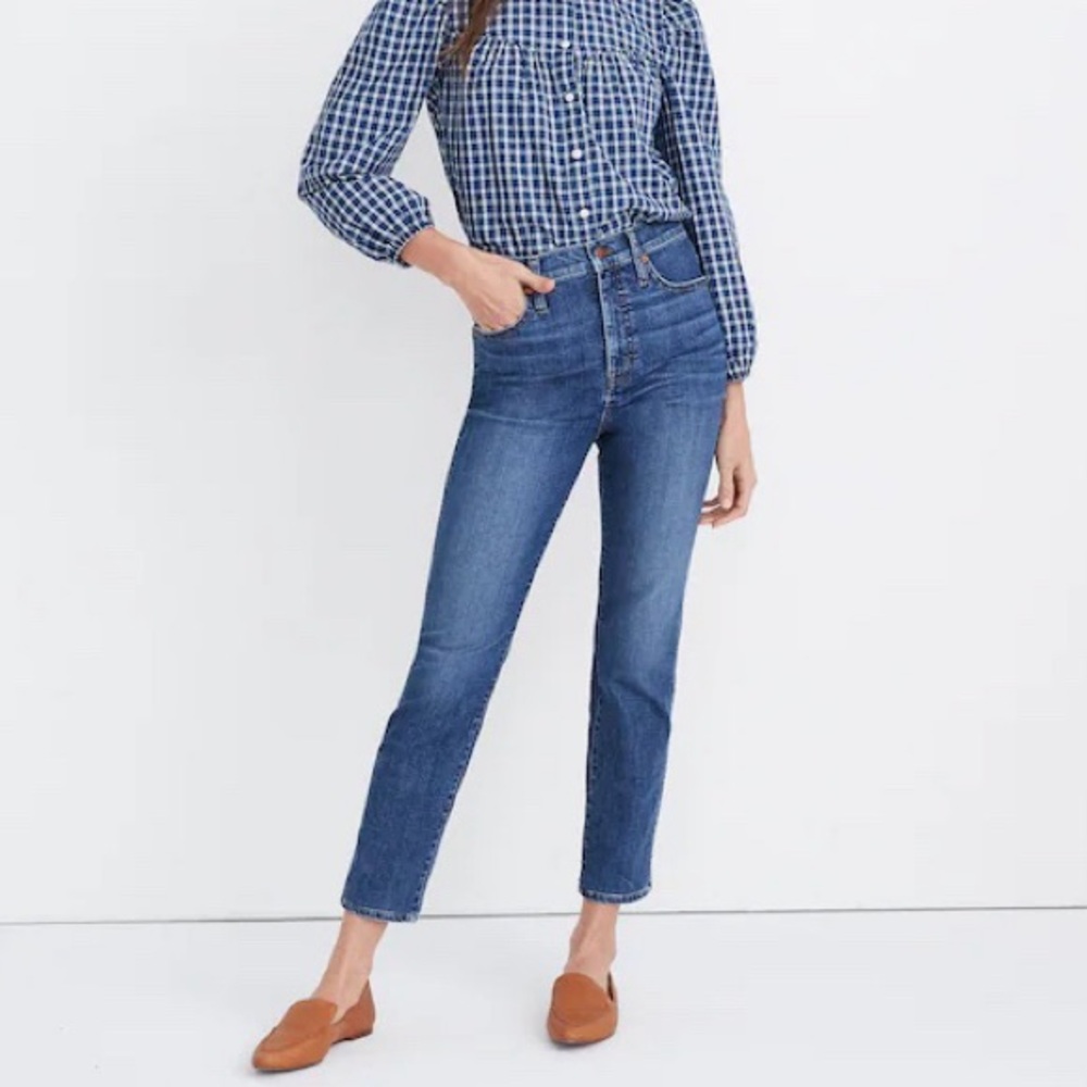 Madewell stovepipe blue skinny jeans size 27 Antoine medium wash